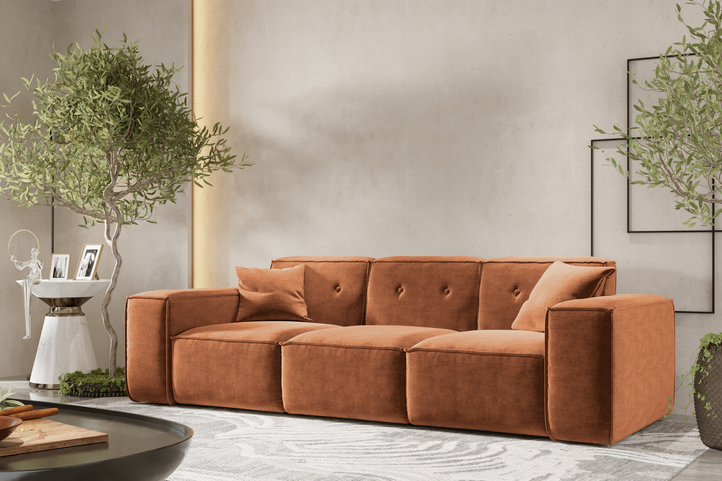 Sofa LUGA 3-Sitzer Rostfarbe